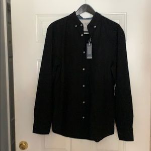 Penguin black button down linen